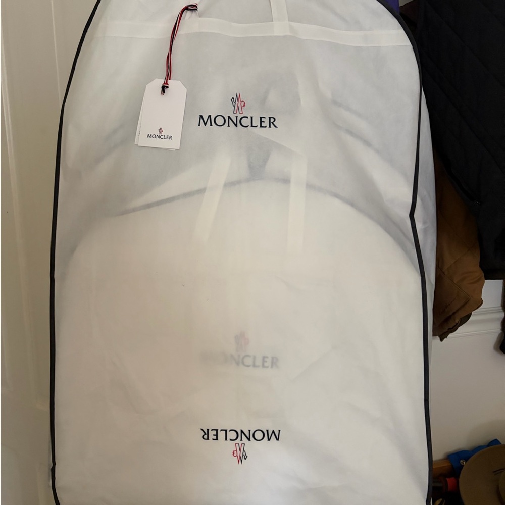 Moncler White Garment Bag with Black Trim